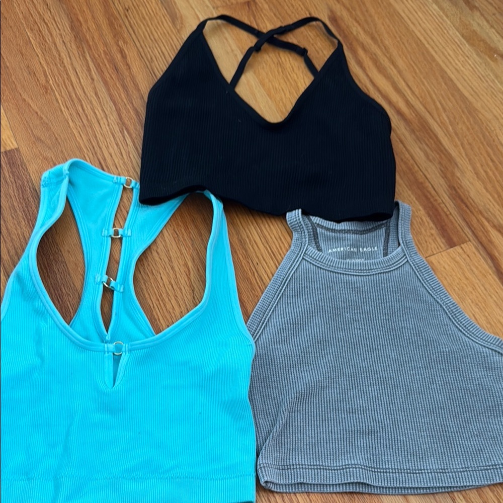 Women's aerie/American eagle Crop Top Set - Black, Blue, Gray
